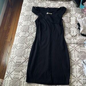 Little black dress. Off the shoulders